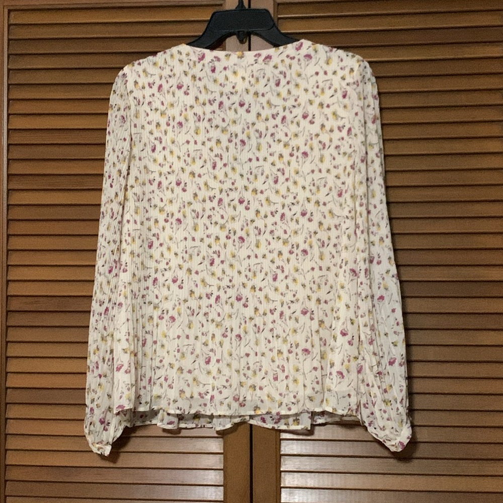Melloday Floral Chiffon Lined Button Down Boho Cottagecore Blouse Small S - Picture 2 of 5